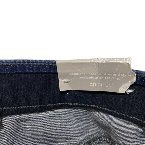 Chicos Secret Stretch Jeggings Women Dark Wash Jeans Sz 2 x30 NWT Ripped Denim - Picture 6 of 13